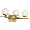 Product Image of Jasper 24.5" 3 Light Halogen Vanity Light w/ Satin Etched Cased Opal Glass (Natural Brass)
