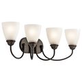 Product Image of Jolie 28" 4 Light Vanity Light w/ Satin Etched Glass (Olde Bronze)