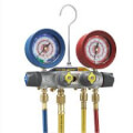 Product Image of Brute II 4 Valve Test & Charging Manifold w/ 60" PLUS II RYB and 3/8" x 45° (R-134A/404A/407C)