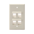 Product Image of Angled Single-Gang Quickport, Wallplate, 4-port (Light Almond)