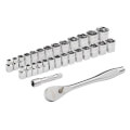 Product Image of 3/8" Drive Metric & SAE Ratchet and Socket Set w/ Four Flat Sides (Pack of 29)