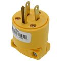 Product Image of Arrow Hart Commercial Angled Body Straight Blade Plug w/ Back Wire, 15A, 2P, 3W, NEMA 5-15P - Yellow (125V)