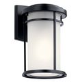 Product Image of Toman 10.25" 1 Light Outdoor Wall Light w/ Satin Etched Glass (Black)