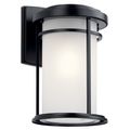 Product Image of Toman 13.5" 1 Light Outdoor Wall Light w/ Satin Etched Glass (Black)