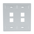 Product Image of Dual-Gang Quickport, Wallplate w/ ID Windows, 4-port (Gray)