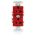 Product Image of Duplex Receptacle, Heavy-Duty Industrial, Split-Circuit, 20A 125V NEMA 5-20R, 2P 3W (Red)