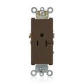 Product Image of Decora Plus Single Receptacle Outlet,  Smooth Face, 20A, 125V Back or Side Wire, NEMA 5-20R, 2-Pole, 3-Wire, Self-Grounding (Brown)