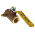 Product Image of 1-1/4" FNPT Bronze 2-Piece Full Port Gas Shutoff Ball Valve w/ Tee Handle & 1/8" Dual Tap