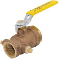 Product Image of 3/4" FNPT Bronze 2-Piece Full Port Gas Shutoff Ball Valve w/ Tee Handle & Dual Tap