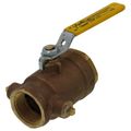 Product Image of 1-1/4" FNPT Bronze 2-Piece Full Port Gas Shutoff Ball Valve w/ Tee Handle & 1/8" Dual Tap