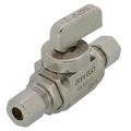 Product Image of 1/8" Nom Comp (1/4" OD)  x 1/4" OD Comp Straight In-Line Stop & Isolation Valve, Lead Free (Chrome Plated)