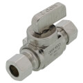 Product Image of 1/4" Nom Comp (3/8" OD) x 3/8" OD Comp Straight In-Line Stop & Isolation Valve, Lead Free (Chrome Plated)