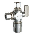 Product Image of 1/2" x 3/8" OD Comp x 3/8" OD Comp Straight Dual Outlet Valve, Lead Free (Chrome)