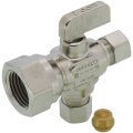 Product Image of 1/2" FIP x 3/8" x 3/8" OD Compression Straight Stop Valve, Lead Free (Chrome Plated)