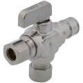 Product Image of 1/2" Expansion PEX x 3/8" OD Comp Straight Dual Outlet Supply Stop Valve, Lead Free (Chrome Plated)