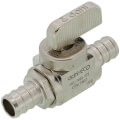 Product Image of 1/2" PEX Crimp x 1/2" PEX Crimp In-Line Straight Ball Valve, Lead Free (Chrome Plated)