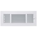 Product Image of 12" x 4-1/2" Fin Steel Register 3-way with Metal Lever (White)