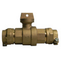 Product Image of 76100-22 1" x 3/4" x 3/4" Straight Ball Valve Curb Stop, CTS x CTS (No-Lead Brass)