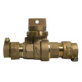Product Image of 76104-22 1-1/4" x 1" x 1-1/4" CTS x CTS Straight Ball Valve Curb Stop Minneapolis Pattern Body (No-Lead Brass)