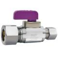 Product Image of 1/2" Nom Female Comp (5/8" OD Female Threaded) x 3/8" OD Comp Straight Mini Ball Stop Valve for Reclaimed Water Systems, LF (Chrome)