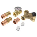Product Image of 1/2" NPT AngleMix 3-Way Thermostatic Mixing Valve w/ Check Valve & Gauge