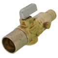 Product Image of 3/4" Female Solder x 3/4" PEX Crimp In-Line Straight Mini Ball Valve w/ Drain, Lead Free (Rough Brass)