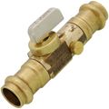 Product Image of 1/2" Female Press x 1/2" Female Press Straight In-Line Stop w/ Drain, Lead Free (Rough Brass)