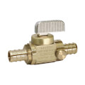 Product Image of 1/2" PEX Crimp x 1/2" PEX Crimp In-Line Straight Ball Valve w/ Drain, Lead Free (Rough Brass)