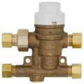 Product Image of 3/8" Comp. Union SinkMixer Scald Protection 4-Way Thermostatic Mixing Valve with Fitting Package, 0.52 CV (Lead Free)