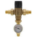 Product Image of 1/2" Male NPT MIXCAL 3-Way Adjustable Thermostatic Mixing Valve w/ Temp Gauge & Inlet Check Valves