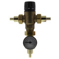 Product Image of 1/2" PEX Crimp MIXCAL 3-Way Adjustable Thermostatic and Pressure Balanced Mixing Valve w/ Check Valve & Gauge