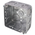 Product Image of 4" x 1-1/2" Deep Square Box w/ 1/2" & 3/4" Knockouts, Pre-Galvanized Steel w/ Grounding Bump