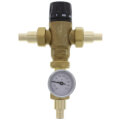 Product Image of 3/4" PEX Crimp MIXCAL 3-Way Adjustable Thermostatic and Pressure Balanced Mixing Valve w/ Check Valve & Gauge