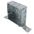 Product Image of 4" x 1-1/2" Deep Steel Square Box w/ 1/2" & 3/4" Eccentric Knockouts & CV Bracket