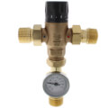 Product Image of 1" Male NPT MIXCAL 3-Way Adjustable Thermostatic Mixing Valve w/ Temp Gauge & Inlet Check Valves (Low Lead)