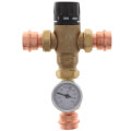 Product Image of 1" Press MIXCAL 3-Way Adjustable Thermostatic and Pressure Balanced Mixing Valve w/ Gauge