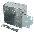 Product Image of 4" x 2-1/8" Deep Steel Square Box w/ 1/2" & 3/4" Eccentric Knockouts & MS Bracket