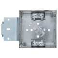 Product Image of 4" x 2-1/8" Deep Steel Square Box w/ 1/2" & 3/4" Eccentric Knockouts, MS Bracket & C-3 Clamp