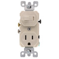 Product Image of Single Pole Duplex Combination Switch, 5-15R, 15A - Light Almond (120V)