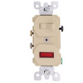 Product Image of Duplex Style Single Pole Pilot Light Combination Switch, 15A - Ivory (120/277V)