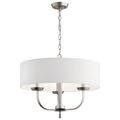 Product Image of Kennewick 3 Light Chandelier w/ White Fabric (Brushed Nickel)