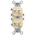 Product Image of Double 3-Way Commercial Grade Duplex Combination Toggle Switch - White (120/277V)