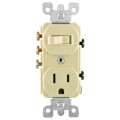 Product Image of 3-Way Commercial Grade, Duplex Combination Toggle Switch & Receptacle - Ivory (120V)