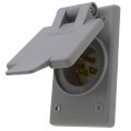 Product Image of Flanged Inlet Receptacle, Slotted for Forked Terminals, 5-15P, 15A - Gray (2P, 125V)