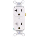 Product Image of Hard Use Spec Grade Duplex Receptacle, 20A, 2 Pole, 3 Back & Side Wire, NEMA 5-20R - White (125V)