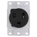 Industrial Grade Flush Mounting Straight Blade Power Receptacle, 2P, 50A, NEMA 6-50R - Black (250V)