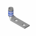 Product Image of Two Hole Standard Barrel 90-Degree Bend Copper Lug, Wire Size #4 AWG, 1/4" Bolt (Gray)