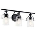 Product Image of Everett 34" 3 Light Vanity Light w/ Clear Glass (Black)