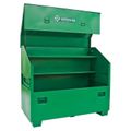 Product Image of Large Capacity Slant Top Equipment Storage Box with 3 Shelves, Double-Hinged Cover & Concealed Lock Protectors, Green
