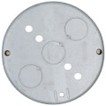 Product Image of 4" x 1/2" Deep Round Box w/ 1/2" Knockouts & Plastic Romex Connector